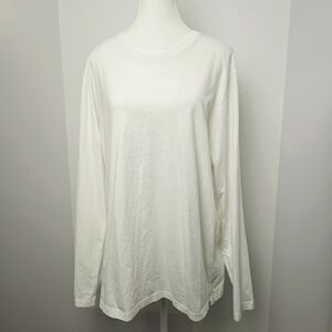 Figs women's pima cotton under scrub white long sleeve shirt, sz XL (PTP 22")